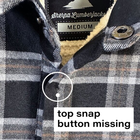 TeamLTD Mens Sherpa Lumberjacket Shacket SzM Flannel Plaid Cotton Workwear Chore - Picture 9 of 10